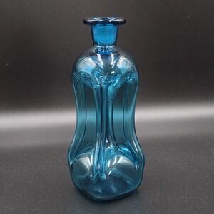 Kastrup Holmegaard Jacob E Bang Kluk Kluk Blue Glass Bottle 5.75" No Stopper MCM